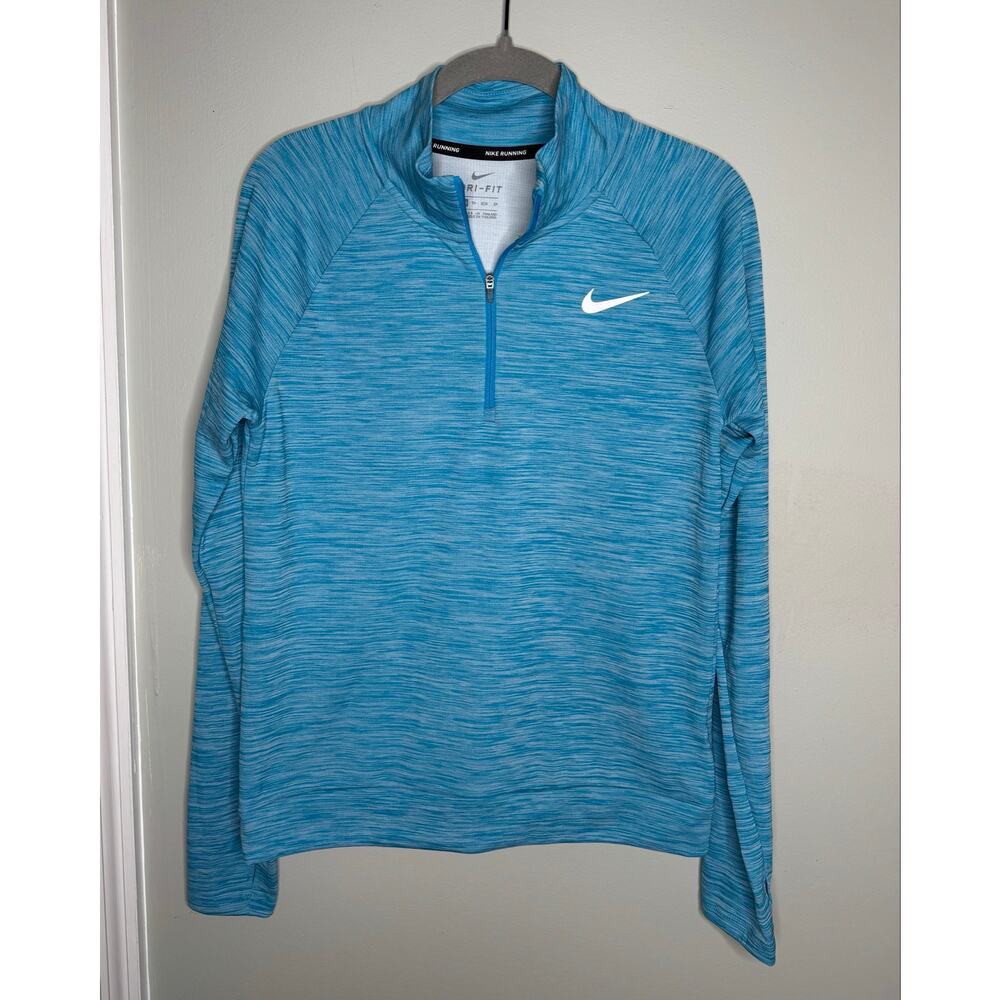 Nike Pullover Women’s Blue Dri-FIT Heathered 1/4 Zip Thumbhole Running Shirt XS